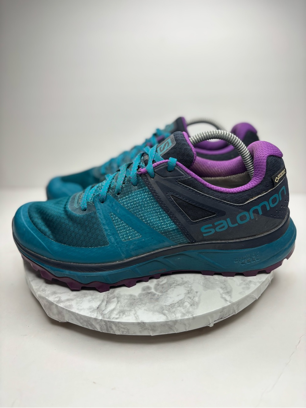Size 10.5-Salomon Trailster GTX trail running shoes in a "Deep Lagoon